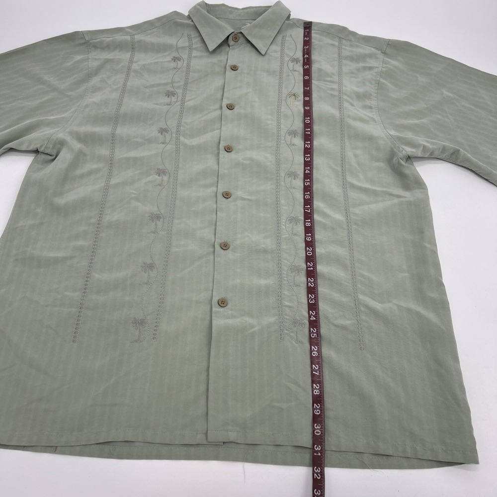 Bamboo Cay Shirt Men XL Sage Green Embroidered Button Up Short Sleeve Palm Trees - Picture 7 of 10